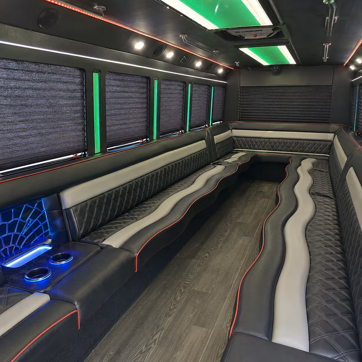 Minneapolis Sporting Event Transportation party bus interior